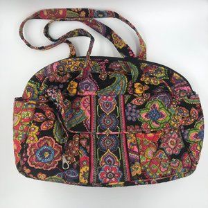 Vera Bradley Black Multicolor Diaper Bag with Changing Mat